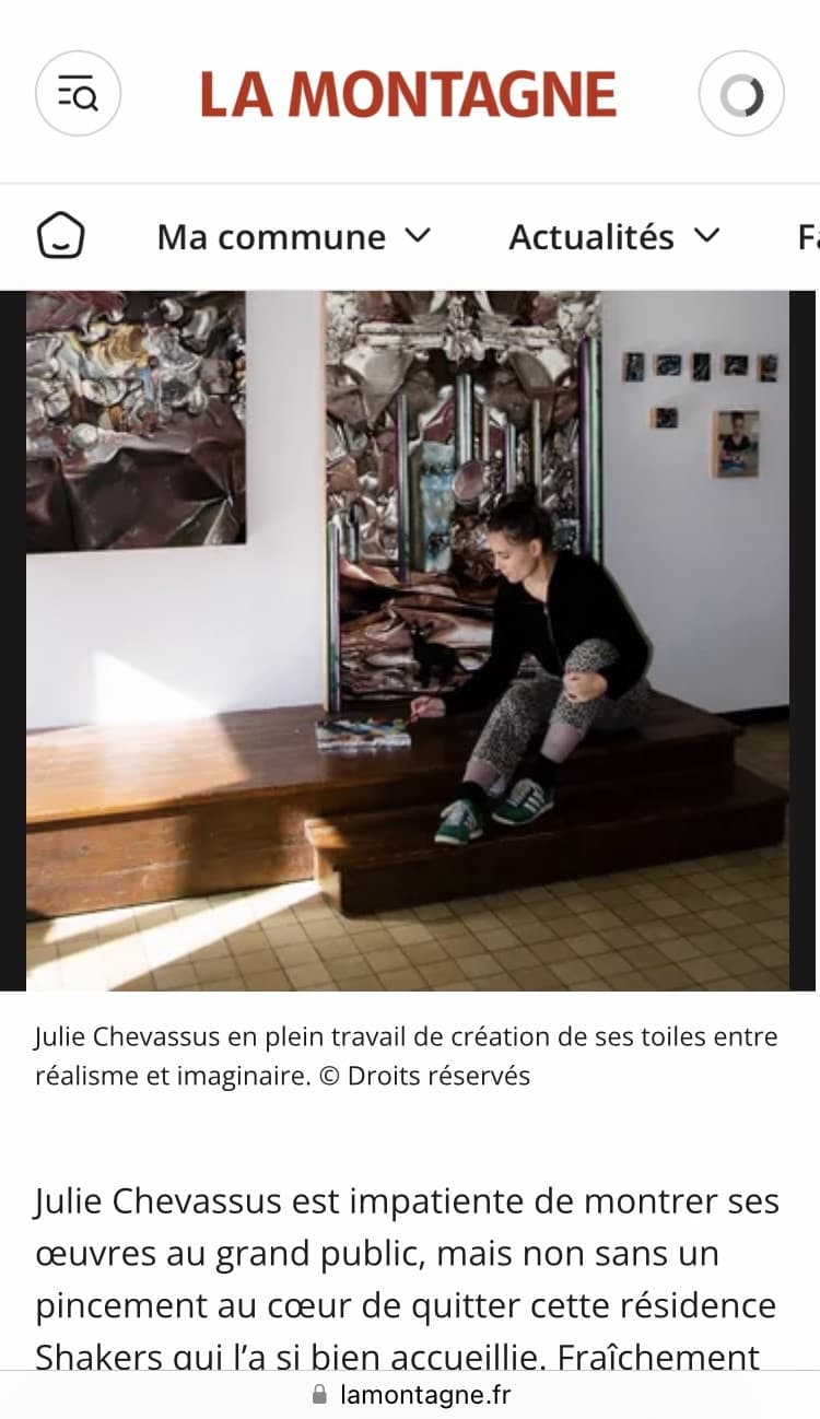 Article de La Montagne consacré à Julie Chevassus et à sa résidence Shakers